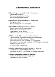 English Worksheet: Present Tenses for the Future - a Summary Sheet