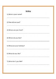 English Worksheet: Introduce Writing