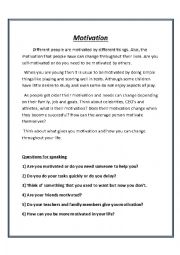 English Worksheet: Motivation