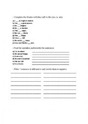 English Worksheet: Verb to be