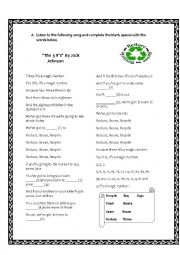 English Worksheet: 3 Rs Song activity