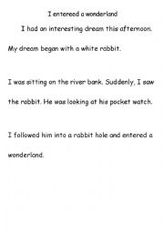 English Worksheet: I entered a wonderland