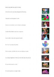 English Worksheet: ALICE IN WONDERLAND : MATCH CHARACTERS AND THEIR DESCRIPTIONS