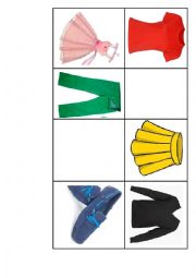 English Worksheet: Play Bingo with clothes and colours