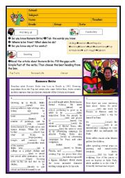 English Worksheet: Worksheet Simple Past_Romero Brito_Regular and Irregular Verbs