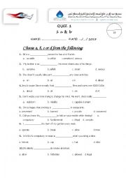 English Worksheet: GRADE 9 MODULE 1A&B VOCABULARY QUIZ