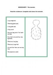 English Worksheet: The monster