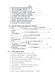 English Worksheet: Control work