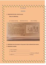 English Worksheet: reading my family