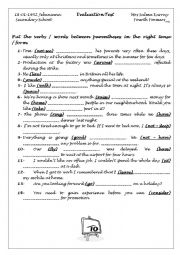 English Worksheet: Evaluation Test