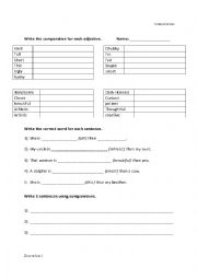 English Worksheet: Comparatives worksheet