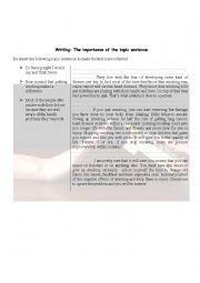 English Worksheet: Writing: The importance of the topic sentence (4th Year)