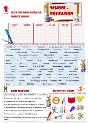 English Worksheet: School Vocabulary