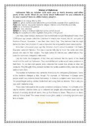 English Worksheet: Halloween history and legends