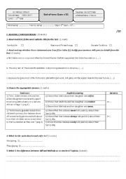 English Worksheet: End-of-term Exam n01 3rd year