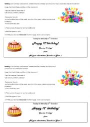 English Worksheet: Create a birthday card