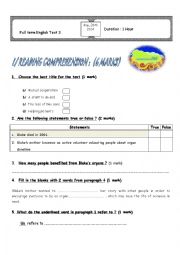 English Worksheet: End of term test 9th form 