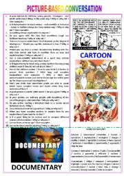 English Worksheet: Picture-based conversation : topic 89 - cartoon vs documentary.