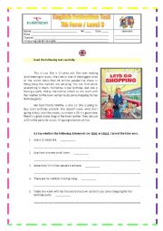English Worksheet: Evaluation Worksheet for 7th grade about shopping