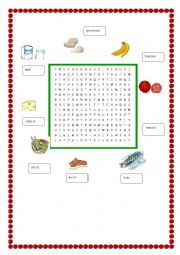 English Worksheet: FOOD CROSSWORD