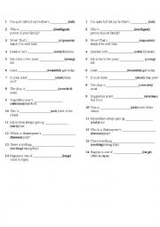 English Worksheet: comparatives & superlatives