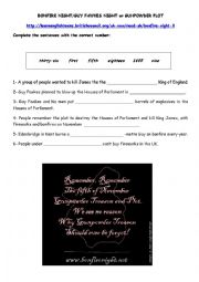 English Worksheet: Bonfire Night