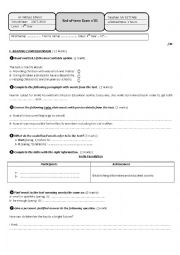 English Worksheet: end-of-term exam 01 4th year 2006