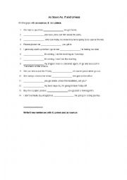 English Worksheet: as soon as/unless