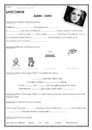 English Worksheet: Adele Hello Lyrics training