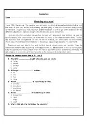 English Worksheet: Reading quiz
