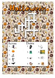 English Worksheet: Halloween crossword