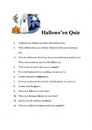 English Worksheet: Halloween Quiz