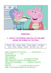 English Worksheet: PEPPA PIG - BABY ALEXANDER 