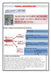 English Worksheet: GENERATION GAP