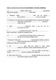 English Worksheet: Present Simple and Present Continuous - exercises