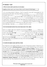 English Worksheet: 1st form test nb1