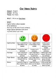 English Worksheet: Our News Rubric