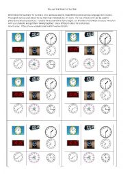 English Worksheet: TELLING THE TIME:Tic tac toe