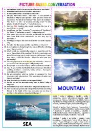 Picture-based conversation  : topic 90 - mountain vs sea (symbolic meaning)