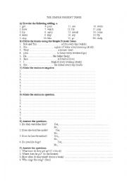 English Worksheet: present tense