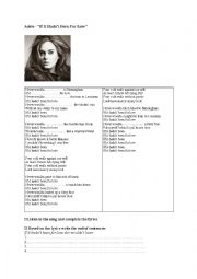 English Worksheet: If it hadnt been for love Adele (third conditional) song & exercises