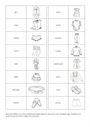 English Worksheet: Clorthing domino