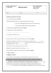 English Worksheet: Mid -term test n 1 for 4th forms