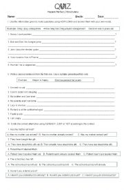 English Worksheet: Present Perfect Quiz