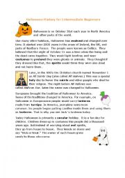 History of Halloween Reading Activity, Conversation, and Vocabulary