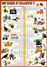 English Worksheet: Get scared at Halloween !:crossword 2 with KEY