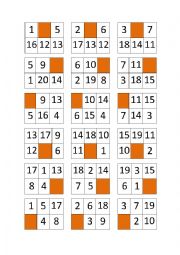 English Worksheet: Bingo of Numbers from 1 to 20