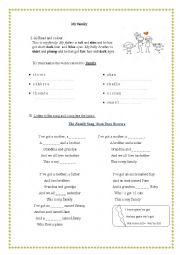 English Worksheet: My family