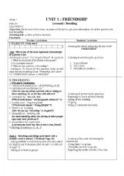 English Worksheet: Unit 1- reading 