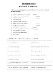 English Worksheet: superstitons